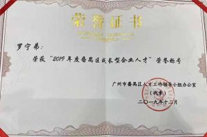 天行（中国）天行在线CEO罗宁弟荣膺番禺区杰出产业人才奖