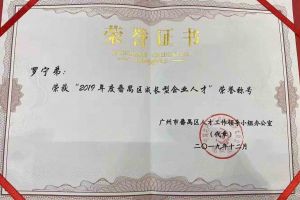 天行（中国）天行在线罗宁弟董事长荣获“2019年度番禺区成长型企业人才”
